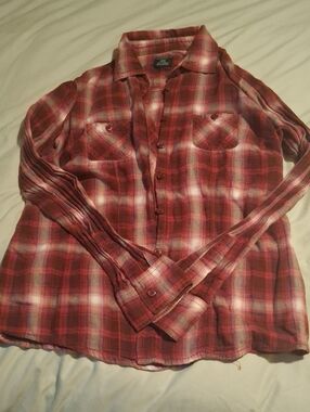 Faded Glory Red And Pink Flannel Shirt